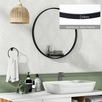 Black Round Mirror Wall Mounted Matte Metal Framed Mirror
