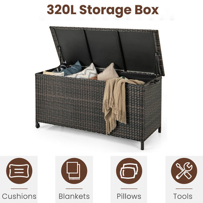320L Waterproof Rattan Deck Box with Zippered Liner