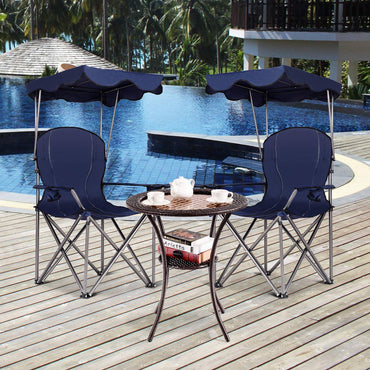 Folding Beach Chair with Shade Canopy and Carry Bag