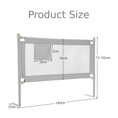 145cm Height Adjustable Bed Rail with Storage Pocket and Safety Lock