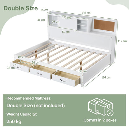 Daybed Frame with 3 Storage Drawers