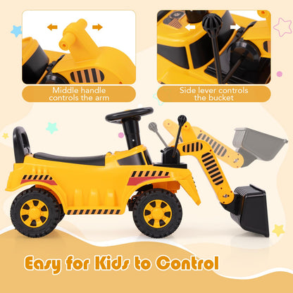 Kids Ride on Excavator Bulldozer with Adjustable Front Bucket