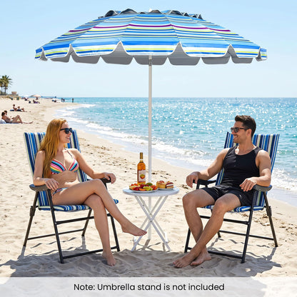 Set of 2 Foldable Beach Chairs, High Back Padded Camping Chairs