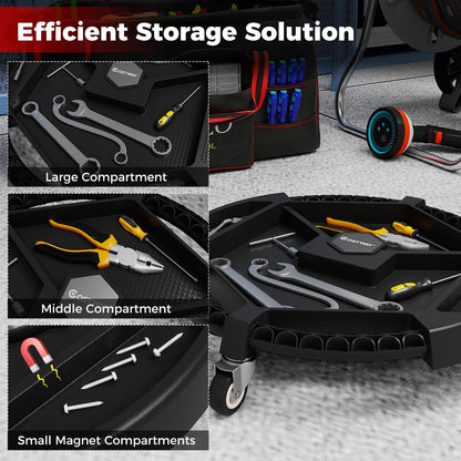 Mobile Automotive Tool Creeper with 3 Swivel Casters and 4 Compartments