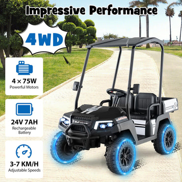 24V Kids Golf Cart 4WD 2 Seater Ride on Car with Dump Bed
