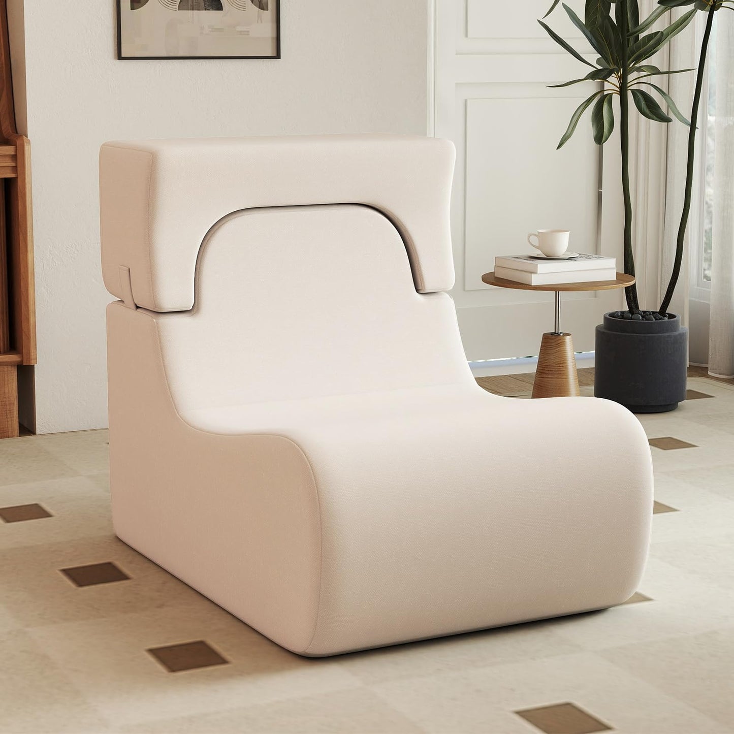 Lazy Sofa with Detachable Headrest and Washable Ice Velvet Cover