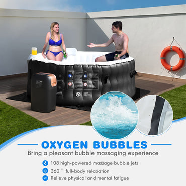 4-6 Person 108 Bubble Jets Outdoor Inflatable Hot Tubs with Headrest