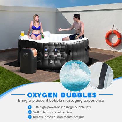 4-6 Person 108 Bubble Jets Outdoor Inflatable Hot Tubs with Headrest