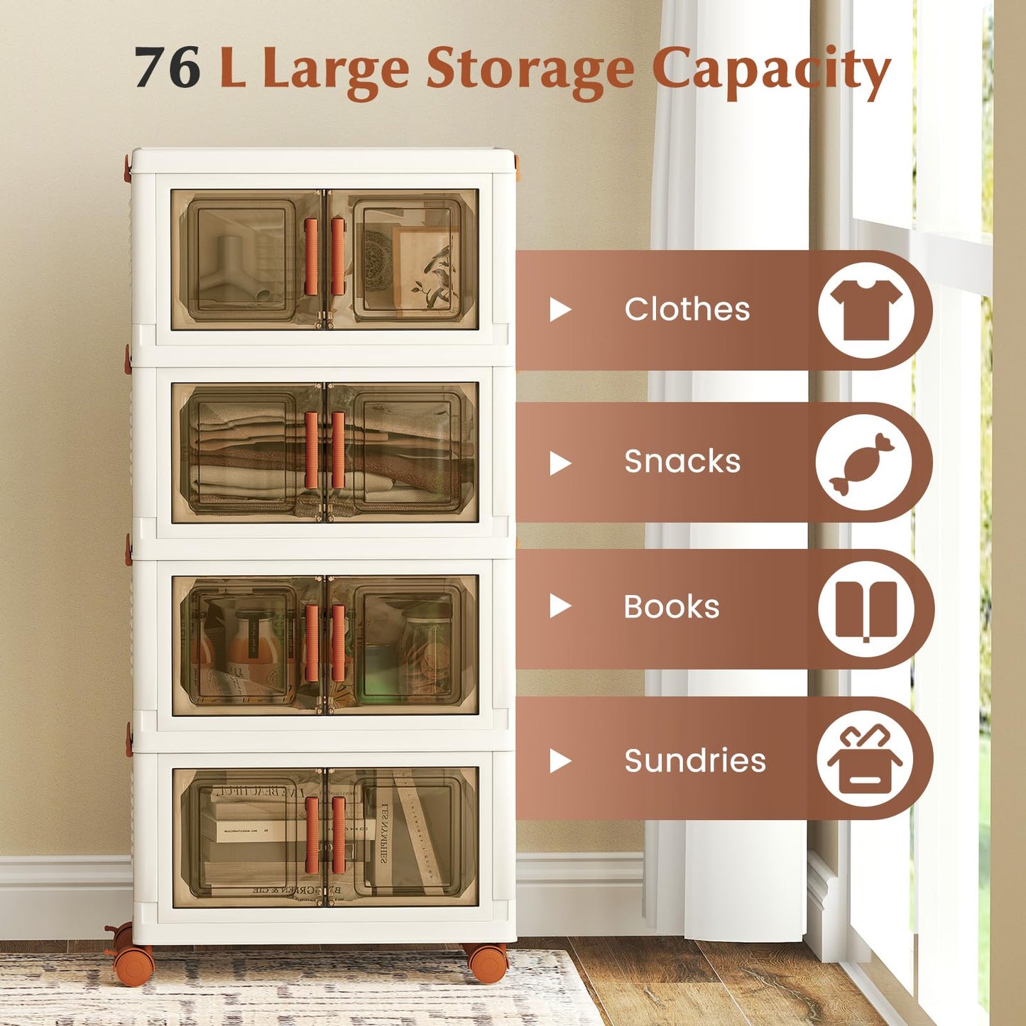 3 or 4 Tier Stackable Storage Bins with Lid & Lockable Wheels
