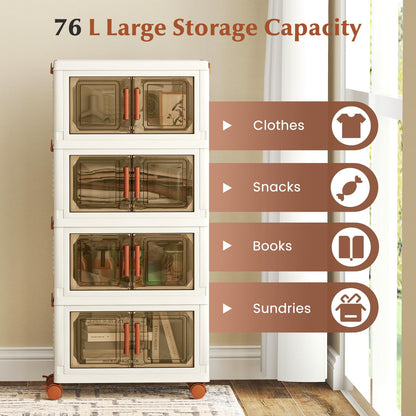 3 or 4 Tier Stackable Storage Bins with Lid & Lockable Wheels