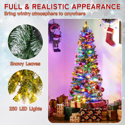 150/180cm Artificial Christmas Tree Pre-lit Xmas Tree with 150/250 Multi-color and Warm White Switchable LED Lights