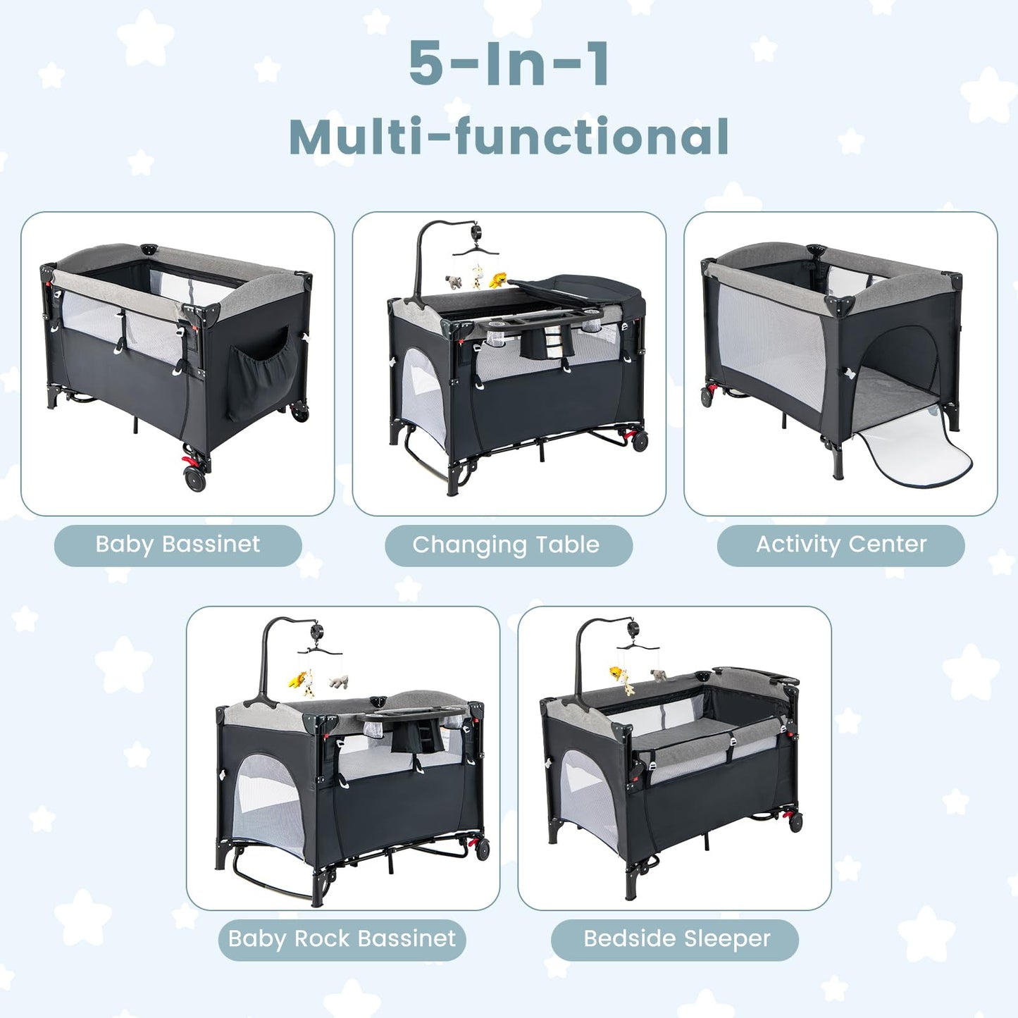 Foldable Baby Bedside Sleeper with Bassinet
