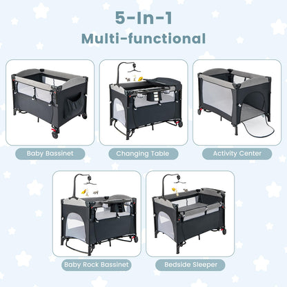 Foldable Baby Bedside Sleeper with Bassinet