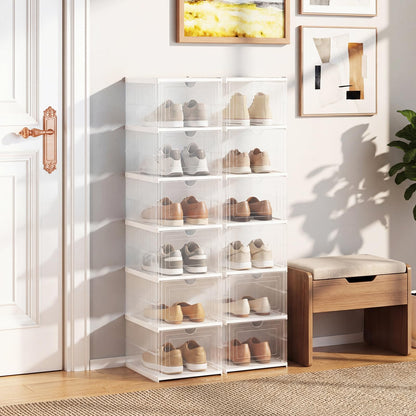 6-Tier Portable Shoe Organizer Set of 2 with Flip Front Door