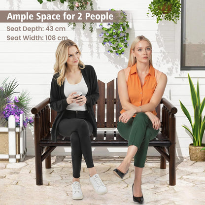 2-Seater Garden Bench, Solid Wood Patio Loveseat Park Bench Chair