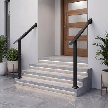 3 Step Heavy-Duty Adjustable Galvanized Steel Railing with Installation Kit for Concrete