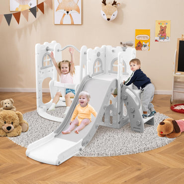 7-in-1 Toddle Slide Set with Swing Seat and Basketball Hoop and Ladder