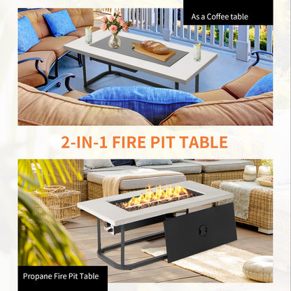 16 KW Propane Fire Pit Table with Waterproof PVC Cover