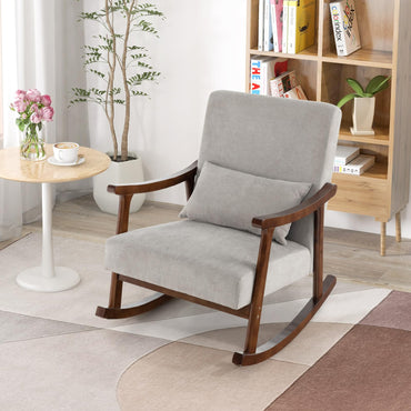 Nursery Rocking Accent Chair Rocker Armchair with Rubber Wood Armrests