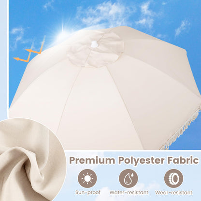 Beach Parasols with Fringe, UPF50+ Sun Protection Sunshade Shelter