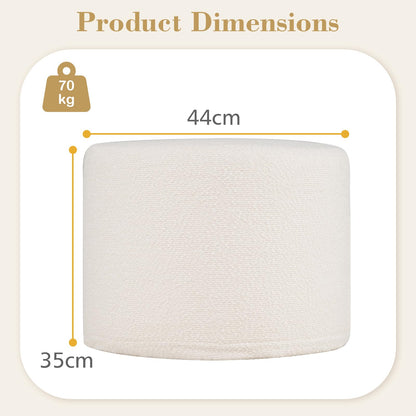 45 cm x 35 cm Round Pouf Ottoman with Loop Yarn Fabric and Machine-washable Cover