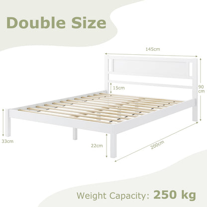 4FT 6 Double Size Bed Frame with 145cm Headboard & 22cm Under bed Storage