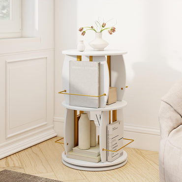 2-Tier Rotating Bookshelf Tower with Display Stands