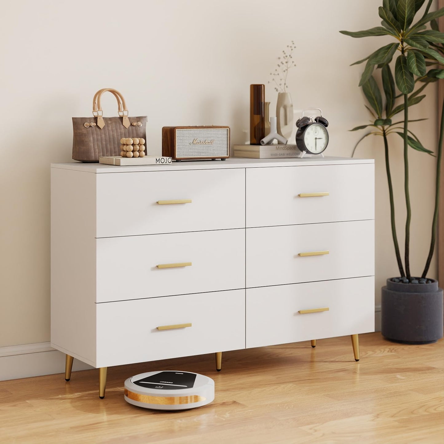 6 Drawer Dresser with Anti-Toppling Device for Living Room