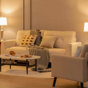 Modern Upholstered Corner Sofa Couch with 2 Removable Back Cushions