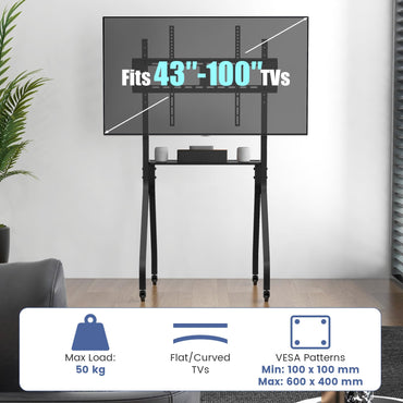 Height Adjustable Floor TV Stand with AV Shelf