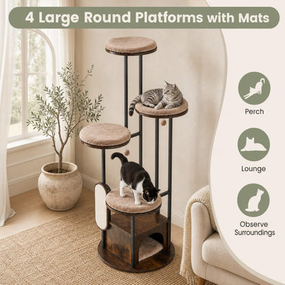 183cm Tall Multi-Level Cat Tree, Morden Cat Tower