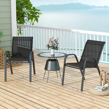 Stackable Outdoor Modern Accent Chairs with Armrests