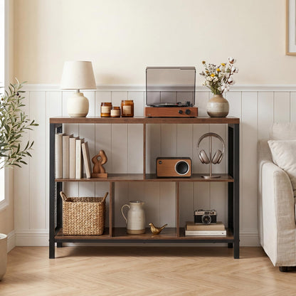 Storage Bookcase, Wooden Freestanding Bookshelf Side Cabinet with Metal Legs