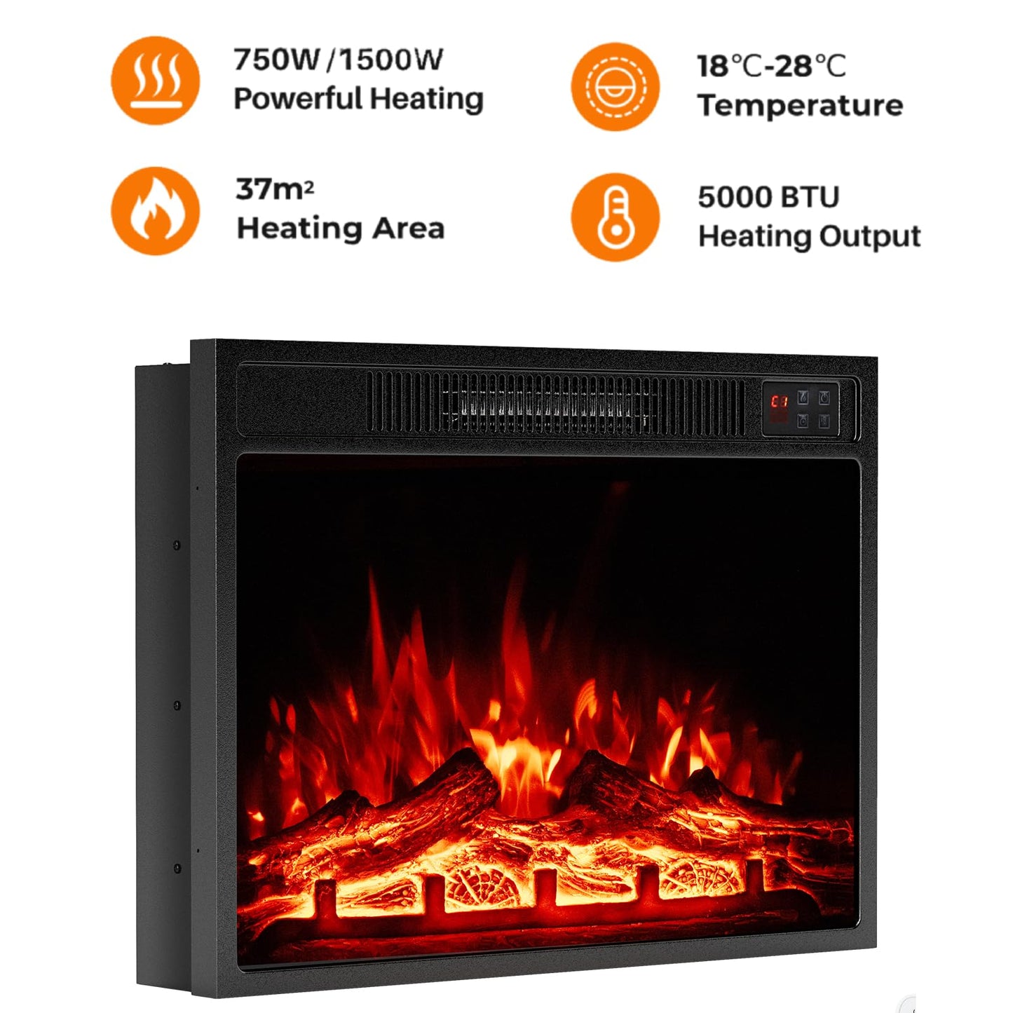 23” Electric Fireplace 750W/1500W Fireplace Insert