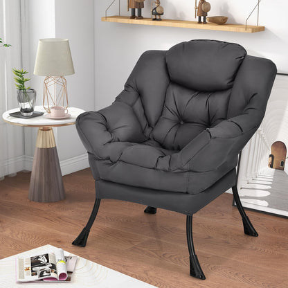 Armchair Accent Chair, Fabric Upholstered Lounge Armchair Leisure Reading Chair with Side Pocket