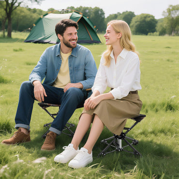 Folding Swivel Camping Hunting Stools with Anti-Sink Feet and Carry Bag
