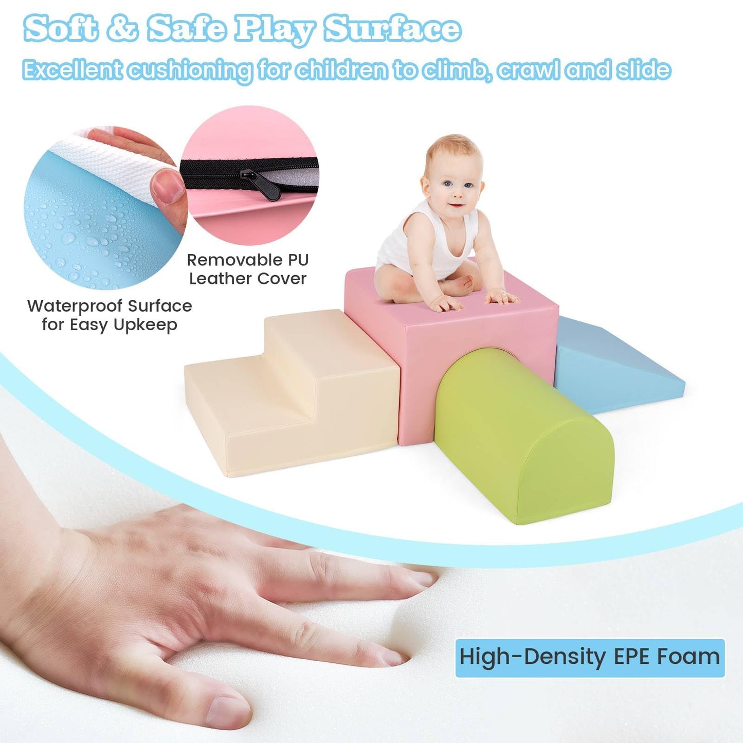 Climb and Crawl Foam Block Play Set for Infant Baby and Toddlers