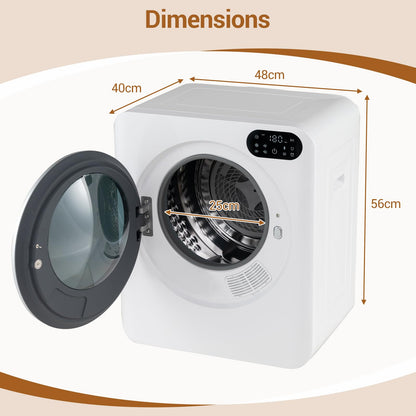 3KG Portable Clothes Dryer with 8 Drying Modes and Stainless Steel Drum for Apartment