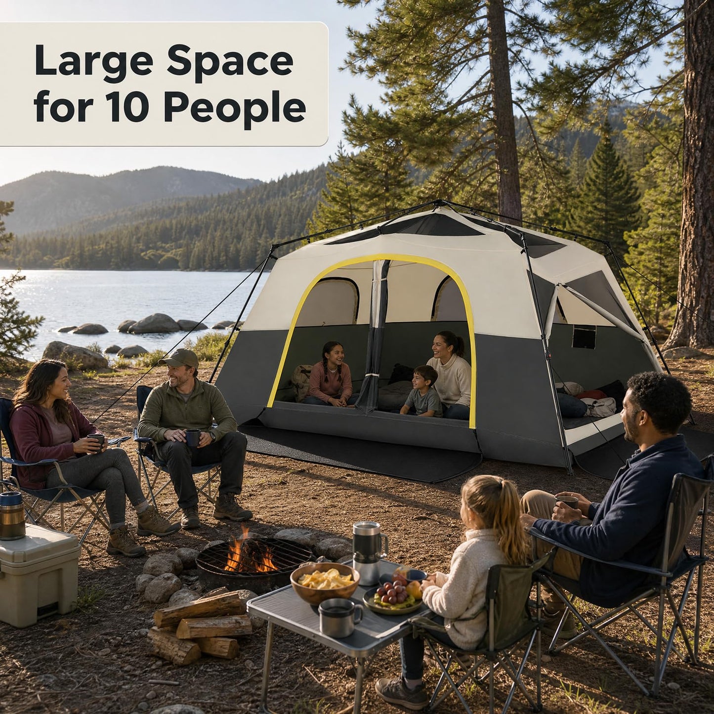 399 x 267 cm 10 Person Instant Cabin Camping Tent with Rainfly