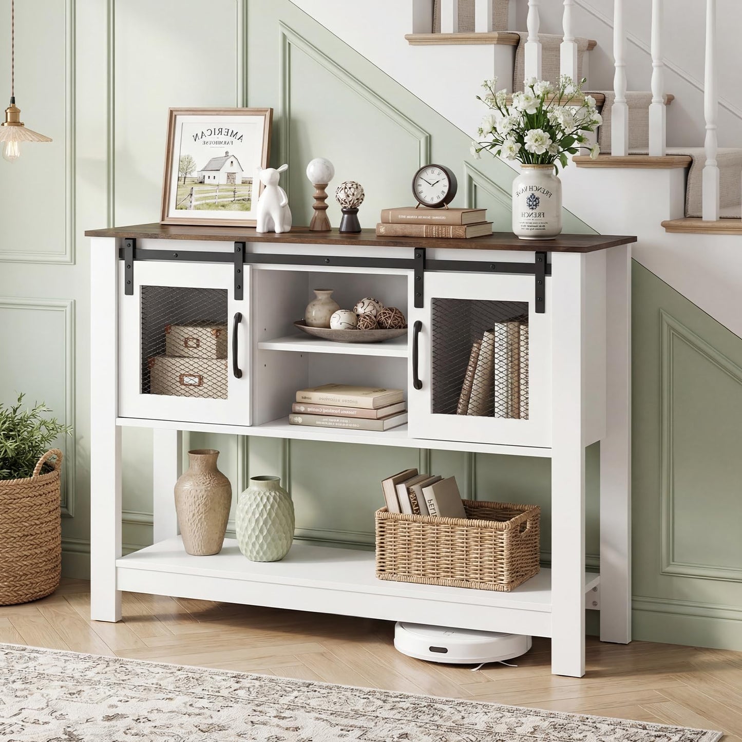 Vintage Console Table, Farmhouse Narrow Entryway Table Kitchen Sideboard
