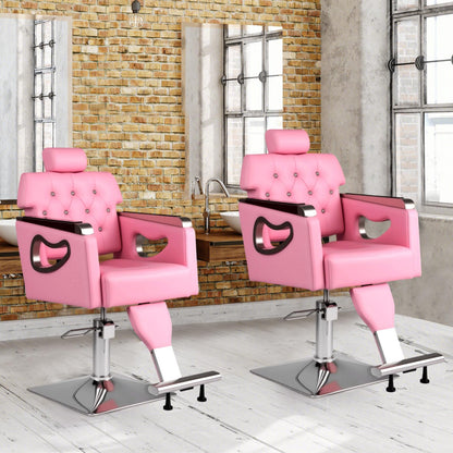 Adjustable Swivel Barber Chair with Padded Backrest