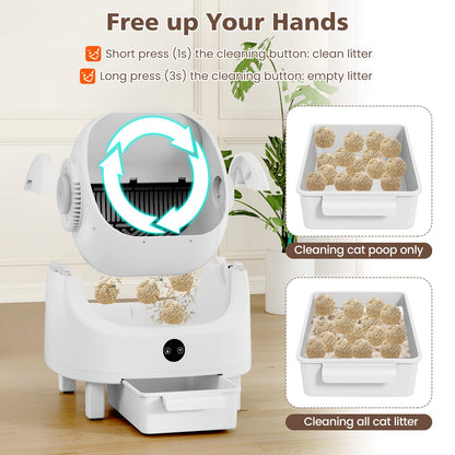 Self-Cleaning Cat Litter Box, Open-Top Electric Automatic Cat Toilet with APP Control