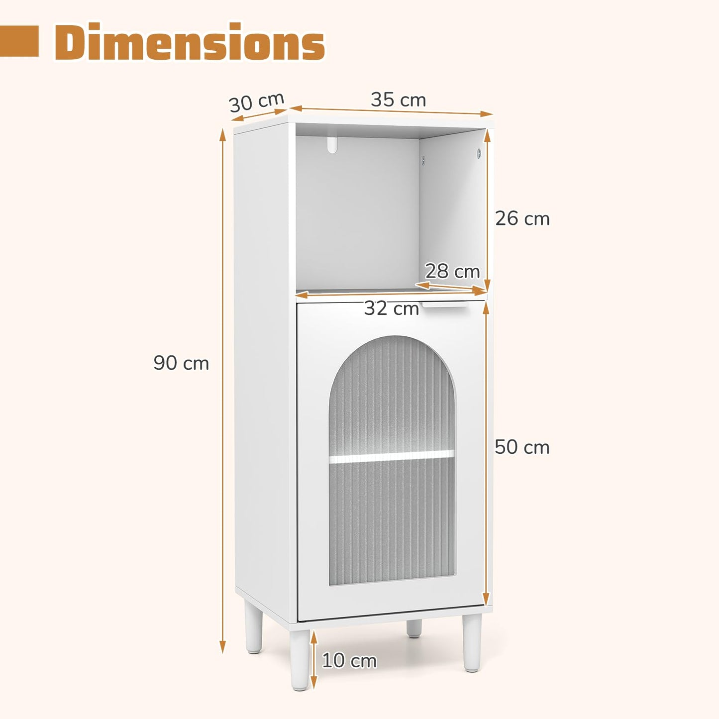 Bathroom Floor Cabinet with Adjustable Shelf for Hallway Living Room