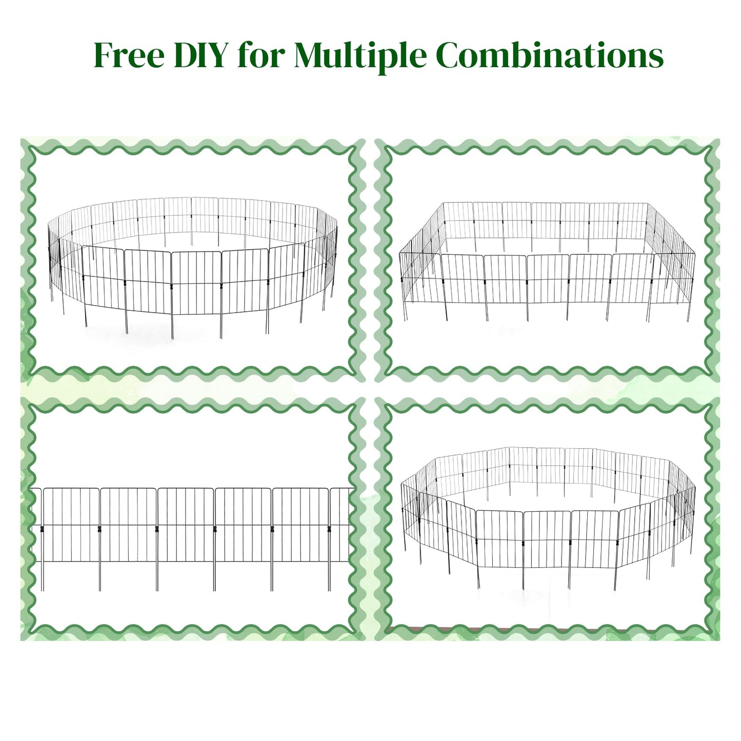 GiantexUK Decorative Garden Fence 51in x 14ft/24in x 13ft Foldable Rustproof Metal Wire Fencing