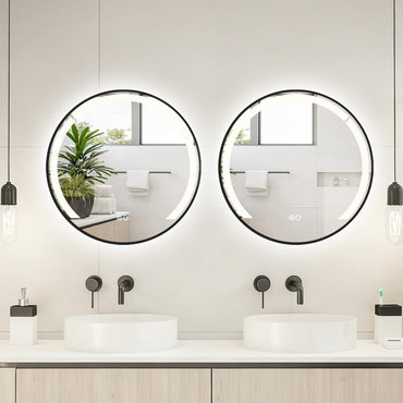 60 cm Round LED Bathroom Mirror with 3 Light Colors