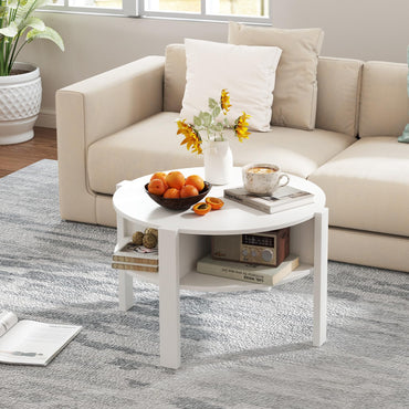2 Tier Cocktail Center Accent Tea End Sofa Side Table with 4 Open Storage Shelves
