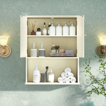 Bathroom Wall Cabinet with Open Shelf and Adjustable Shelf