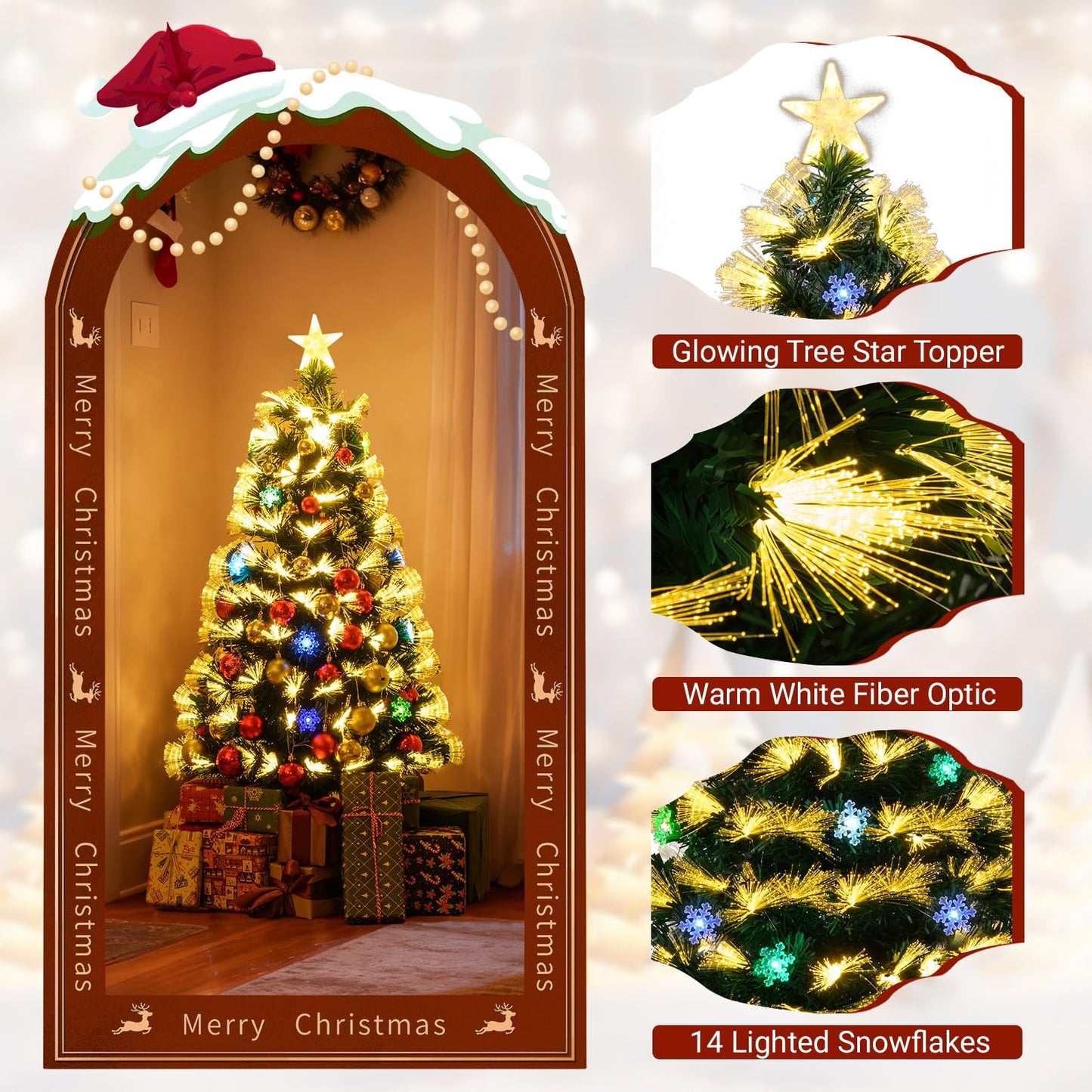 120/150 cm Fiber Optic Christmas Tree Artificial Pre-lit Xmas Tree with 8 Lighting Modes