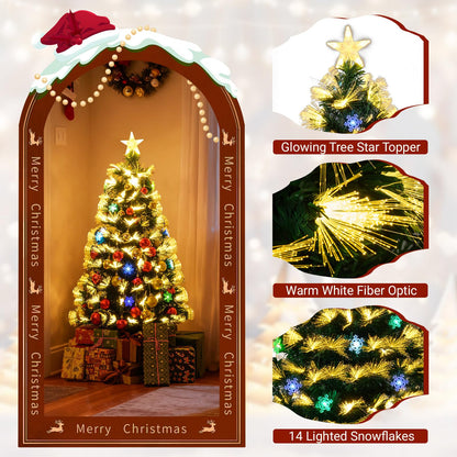 120/150 cm Fiber Optic Christmas Tree Artificial Pre-lit Xmas Tree with 8 Lighting Modes