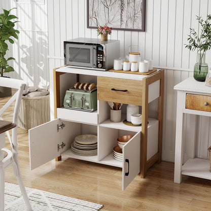 Wooden Buffet Sideboard with 2 Doors Drawer Open Compartments